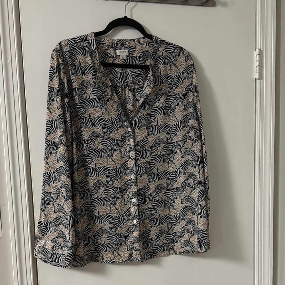 JCrew factory zebra blouse size L